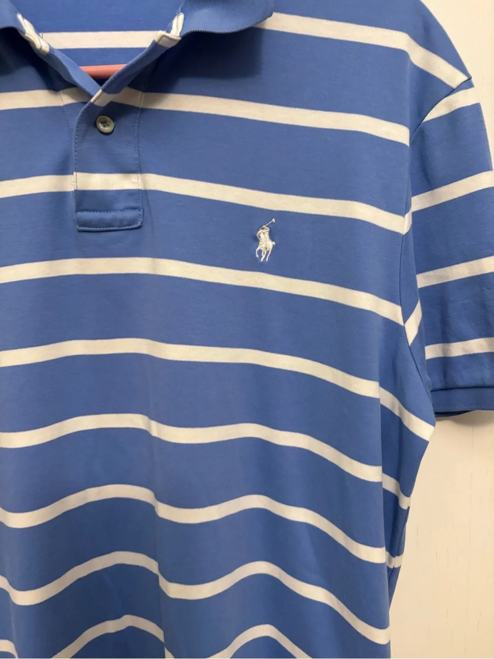 Ralph Lauren Blue and White Striped Polo Shirt